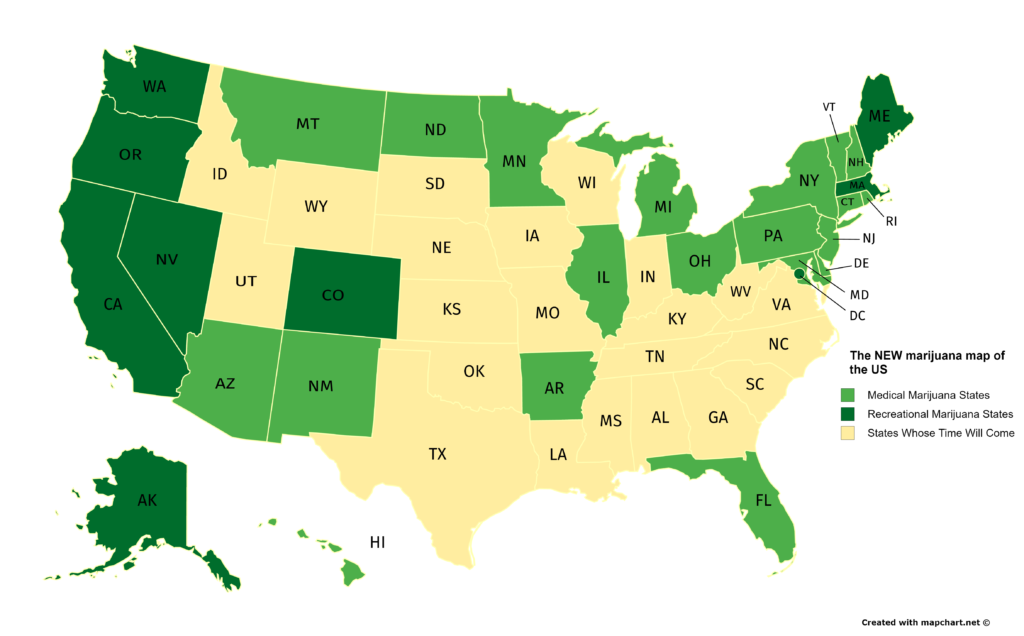 2016 Election: New Marijuana Map of the US